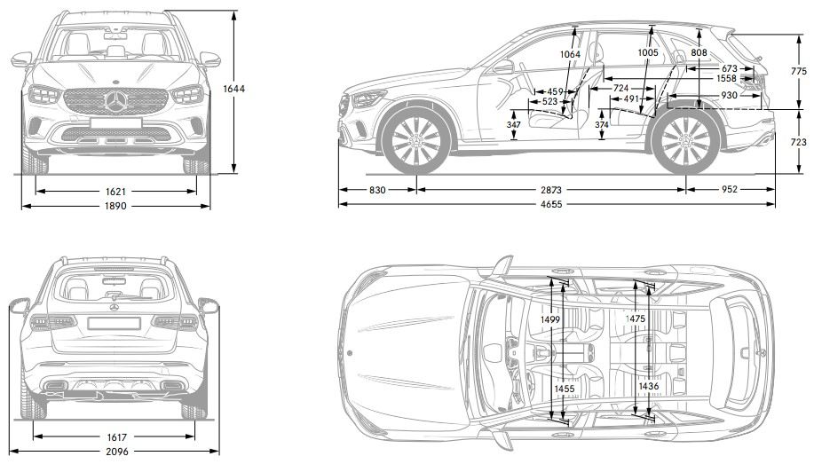 Mercedes Benz GLC - rozmery