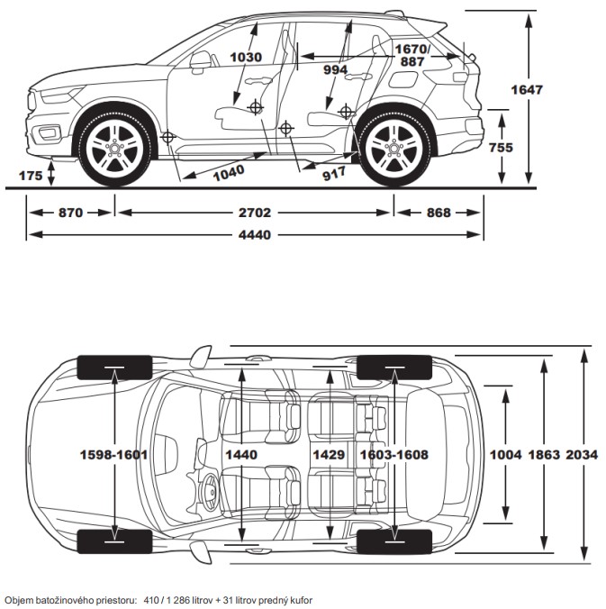 Volvo EX40 - rozmery