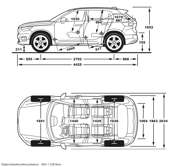 Volvo XC40 - rozmery